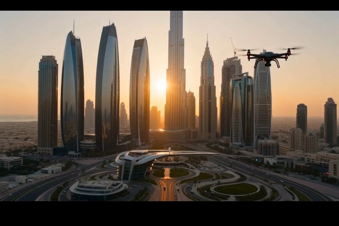 Dubai Sunset Aerial Cinematic