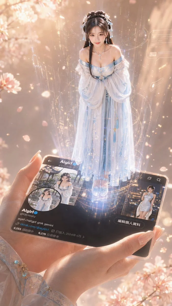 Holographic Girl Profile Card