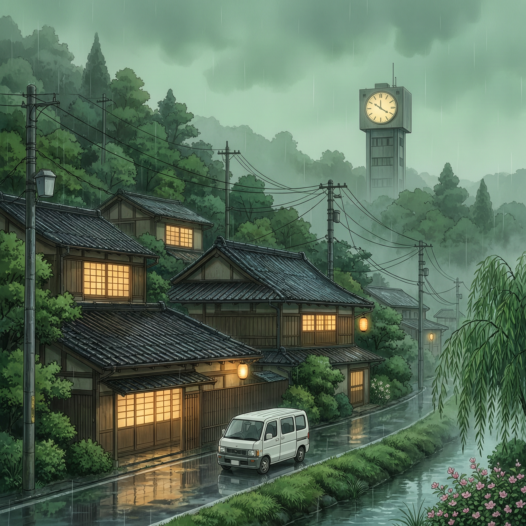 Rainy Hillside Village